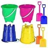 Holady 8 Inch Large Sand Beach Buckets Pail with Beach Shovels,Sand Bucket Water Bucket for Beach Fun Great Summer Party Accessory