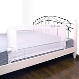 KOOLDOO Bed Rail for Toddlers, Fold Down Tall Bed Rail Guards for Baby, with 1Piece Safe Belt for Kids,Fits Twin, Double, Full, Queen Size Bed(43' L*22.8' H, White)