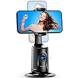 Auto Tracking Phone Holder, Auto Face Tracking Tripod, Portable All-in-one Smart Selfie Stick 360 Rotation Fast Face & Object Tracking Cameraman Robot Mount for Phone Video Vlog Live Streaming(Black)