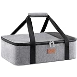 Lifewit Insulated Casserole Carrier for Hot or Cold Food, Casserole Dish Carrying Case, Lasagna Holder for Potluck Parties/Picnic/Cookouts, Fits 9'x13' Baking Dish, Grey