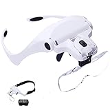 Magnifying Glass with Light,HomeGoal Headband Magnifier With LED Headlamp For Reading,Watch Repairing,Sewing,Lash Extension,Miniature Paint,5 Replaceable Lenses:1.0X,1.5X,2.0X, 2.5X,3.5X Magnification