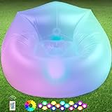 Balabulala Inflatable LED Couch for Kids,Illuminated Blow Up Lounger Chair,Light Folding Air Chair for Girls and Boys,Inflatable Game Sofa Perfect for Rooms, Camping,Swimming Pool...(Frosted White)