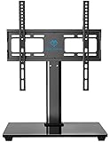 PERLESMITH Swivel Universal TV Stand / Base - Table Top TV Stand for 32-55 inch LCD LED TVs - Height Adjustable TV Mount Stand with Tempered Glass Base, VESA 400x400mm, Holds up to 88lbs PSTVS09