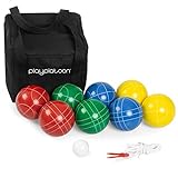 Play Platoon 90 mm Bocce Ball Set with 8 Premium Balls, Pallino, Carry Bag & Measuring Rope, Lawn Bowling Yard Games