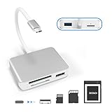 XQD Card Reader USB C,XQD/SD/TF Card Reader Type C,Dual USB3.0 Card Adapter Read 3 Cards for SD(HC/XC),TF, Sony G Series, Lexar USB Mark Card, Compatible for Type-C Laptop, Support Windows/Mac OS