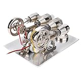 4 Cylinder Hot Air Stirling Engine Miniature Power Generator Colourful LED Flywheels Physics Lab Teaching Model