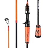 One Bass Fishing Pole 24 Ton Carbon Fiber Casting and Spinning Rods - Two Pieces, SuperPolymer Handle Fishing Rod for Bass Fishing -Orange-Cast-6'0'