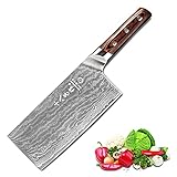 SHI BA ZI ZUO Meat Cleaver Vegetable Knife Superior Pattern Steel Knife with Comfortable Grip Wooden Handle