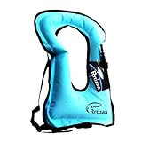 Rrtizan Snorkel Vest, Adults Portable Inflatable Swim Vest Jackets for Snorkeling Swimming Diving Safety(Blue)
