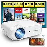 Agreago Projector with WiFi and Bluetooth, 5G WiFi Projector with Screen, Native 1080P Movie Projector 4K Supported, Home Theater Projector Compatible with TV Stick/iOS/Android/Win/HDMI/USB