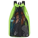 WANDF Swim Bag Mesh Drawstring Backpack Beach Backpack for Swimming, Gym, and Workout Gear(Green)