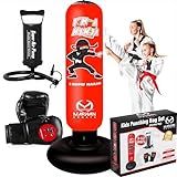 Marwan Sports Kids Punching Bag Toy Set, Inflatable Boxing Bag Toy for Boys Age 3-12, Ninja Toys for Boys, Christmas,Birthday Gifts for Kids 4,5,6,7,8,9,10 Years Old (Red Ninja)