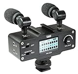 Vidpro XM-AD5 Mini Pre-Amp Smart Mixer with Dual Condenser Microphones - Designed for DSLR’s, Video Cameras and SmartPhones