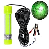 AGOOL Underwater Fishing Light Super Bright Lure Bait Finder Night Fishing Light 20W LED Lamp 12V-24V with Battery Clip for Shrimp, Prawns, Squid and Fish (Green)