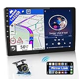 Android 1+32GB Car Stereo Double Din GPS Navi 10 Inch Car Radio Touch Screen in Dash Head Unit Support Backup Camera SWC Bluetooth FM WiFi Mirror Link