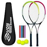 Joovon Carbon Aluminum Alloy Tennis Racket Set Adults Men & Women Starter Kit - Youth Racquetball & Tennis Racquet Set of Two for Adult Men’s & Women’s Beginner Kit with Kids Tennis Rackets