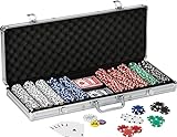 Fat Cat 11.5 Gram Texas Hold 'em Claytec Poker Chip Set with Aluminum Case, 500 Striped Dice Chips