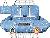 Yoofoss Shopping Cart Cover for Baby, 2-in-1 High Chair Cover with Safety Harness, Multifunctional Cart Covers for Babies, Universal Fit, Soft Padded Grocery Cart Cover for Baby Boy Girl - Blue