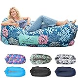 AlphaBeing Inflatable Lounger Air Sofa, Portable Inflatable Couch Mesh Hollow Air Hammock Anti Leakage Air Chair for Outdoor Camping Hiking Beach Traveling (Coral Navy, Large（2 People）)