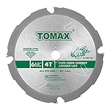 TOMAX PCDM61204 6-1/2 Inch 4 Tooth Polycrystalline Diamond Tipped (PCD) Hardie Fiber Cement Saw Blade with 5/8-Inch DMK Arbor