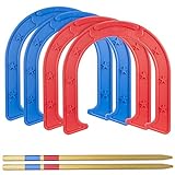 GoSports Giant Horseshoes Set - Made from Durable Plastic with Wooden Stakes