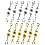 12PC Magnetic Necklace Clasps and Closures. Strong Magnet Clasp for Jewelry, Bracelet, Necklace Connect and Extend. Gold and Silver Tone Plating. (Regular)