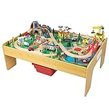KidKraft Adventure Town Railway Wooden Train Set & Table with EZ Kraft Assembly with 120 Accessories and Storage Bins, Gift for Ages 3+ 43.5' x 31' x 21.1'