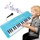 Toy Piano Keyboard for Kids Upgrade Piano Toys for 3 4 5 6 7 8 Year Old Girls Boys Keyboard Piano for Beginners Electric Piano with Microphone Toys for 3+ Year Old Kids Gifts (Blue)