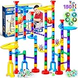 JOYIN 150Pcs Glowing Marble Run- Construction Building Blocks Toys with 5 Glow in The Dark Glass Marbles, STEM Educational Building Block Toy