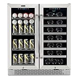 Whynter BWB-3388FDS 30″ Built-in French Door Dual Zone 33 Bottle 88 Can Beverage Center Wine Refrigerator, One Size, Silver