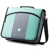 Kinbashi 3 Inch 3 Rings Zipper Binder, Round Ring Binder with Expanding Files, Handle and Shoulder Strap, Green