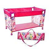 BABESIDE Baby Doll Crib, Baby Doll Bed for 17-21 Dolls, Foldable Baby Doll Playpen Toy Crib, Reborn Baby Doll Accessories with Storage Bag, Doll Pack n Play Kids Gift(Pink)