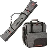 BRUBAKER Combo Ski Boot Bag and Ski Bag for 1 Pair of Ski, Poles, Boots, Helmet, Gear and Apparel - (190 cm) 74 3/4' - Gray