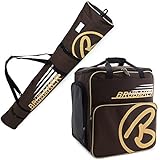 BRUBAKER Champion Combo - Limited Edition - Ski Boot Bag and Ski Bag for 1 Pair of Ski up to 190 cm, Poles, Boots and Helmet - Brown Sand