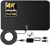 2024 Upgraded TV Antenna for Smart TV-480 Miles Range Digital Indoor Antenna- Powerful Support 8K 4K 1080p All TV's Outdoor Signal 360° Signal Reception-16.4ft Coax HDTV Cable