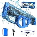 Skirfy Electric Water Gun for Adults Kids, Transparent Automatic Water Gun Waterproof,33Ft Shooting Range & Battery Powered Squirt Gun,Swimming Pool Beach Outdoor Toys for Kids