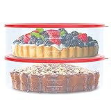 2 Pack Pie Carrier Cake Storage Container with Lid | 10.5' Large Round Plastic Cupcake Cheesecake Muffin Flan Cookie Tortilla Holder Storage Containers Airtight | Pie Keeper Transport Container