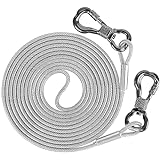 XiaZ 50 ft Dog Tie Out Run Trolley Cable, Pet Heavy Duty Reflective Dog Leash Lead Runner for Large Dogs Up to 250 Pound Silver