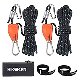 Hikeman Camping Rope with Ratchet Pulley,Quick Setup Outdoor Guy Lines Adjustable Tent Tie Downs Rope Hanger for Canopy,Kayak and Canoe,Grow Light (Black)