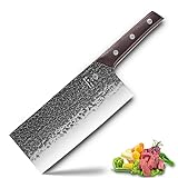 SHI BA ZI ZUO 8 Inch Forged Professional Chef Cleaver Vegetable Knife High Carbon Steel with Sturdy Rosewood Handle for Daily Basis