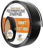 Strapping Pro - Industrial Strength Hand Grade Polypropylene Strapping Roll for Box Shipping (300 LB Break Strength - 16' x 6' Core) - PP Poly Plastic Banding Strapping for Packing Bulky Items