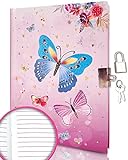 GINMLYDA Girls Diary with Lock for Kids, 7x5.3 Inch 160 Pages Secret Pink Journal for Teenage Girls with lock for Preschool Learning Writing Drawing Gift Cute Princess Notebook