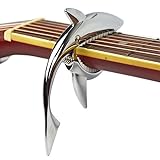 Shark Capo,Zinc Alloy Tone Clip for Acoustic,Folk,Electric Guitar and Ukulele (Silver)