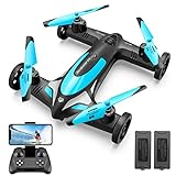 Jiakora V11 Mini Drone with Camera for Kids, Drone for kids 8-12, 1080P HD FPV Remote Control Quadcopter Drone for beginners with Land Mode or Fly Mode, 2 Batteries, App Control, Altitude Hold, Headless Mode, 3D Flips, Gift Toy for Boys Girls