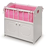 Badger Basket Toy Doll Bed with Storage, Bedding, and Personalization Kit for 22 inch Dolls - White