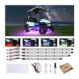 10L0L Golf Cart Underglow LED Light Strip Kit, 22 Modes Glow Neon Underbody Lighting with Wireless Remote Control, Sound Active, Water Resistant Flexible Tubes 4 Pack