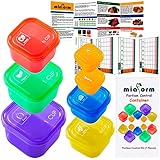 Portion Control Container and Food Plan - 21 Day Portion Control Container Kit for Weight Loss - 21 Day Tally Chart with e-Book (7 Labeled Pcs)