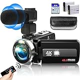 HD 4K Video Camera Camcorder with Microphone, Video Recorder Camera with IR Night Vision Vlogging Camera for YouTube Kids Camcorder with 3' Touch Screen,18X Digital Zoom,2 Batteries and 32G SD Card