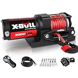 X-BULL 12V 3000LBS Electric Winch Synthetic Rope Electric Winch for Towing ATV/UTV Off Road with Mounting Bracket Wireless Remote New