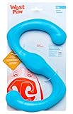 West Paw Zogoflex Bumi Dog Tug Toy – S-Shaped, Lightweight Chew Toys for Fetch, Play, Pet Exercise – Tug of War Soft Flinging Squishy Chewy Toy for Dogs – Guaranteed, Latex-Free, Large 9.5', Aqua Blue